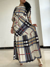 Plaid Off-Shoulder Tied Dress--Clearance