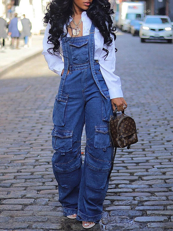 Cargo Denim Overalls---Shipped on May.16