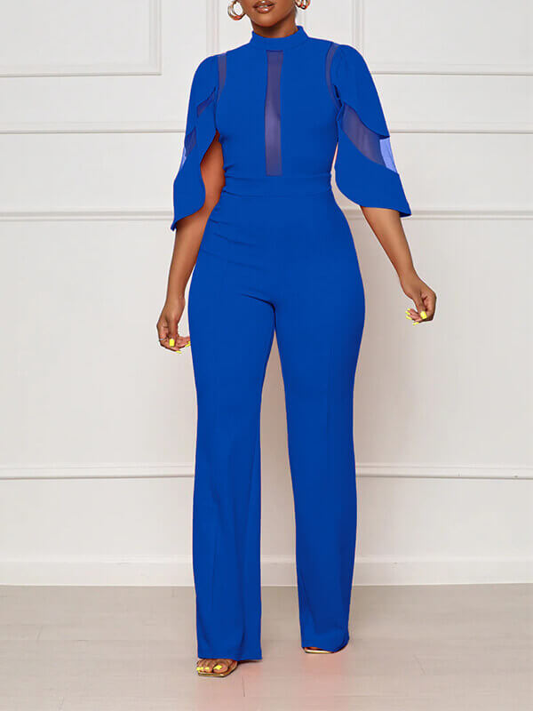 Solid Sheer Combo Jumpsuit