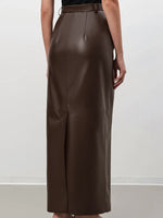 Faux-Leather Slit Skirt