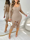 Solid Cutout Bodycon Dress---Shipped on May.20