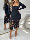Solid Cutout Bodycon Dress---Shipped on May.20