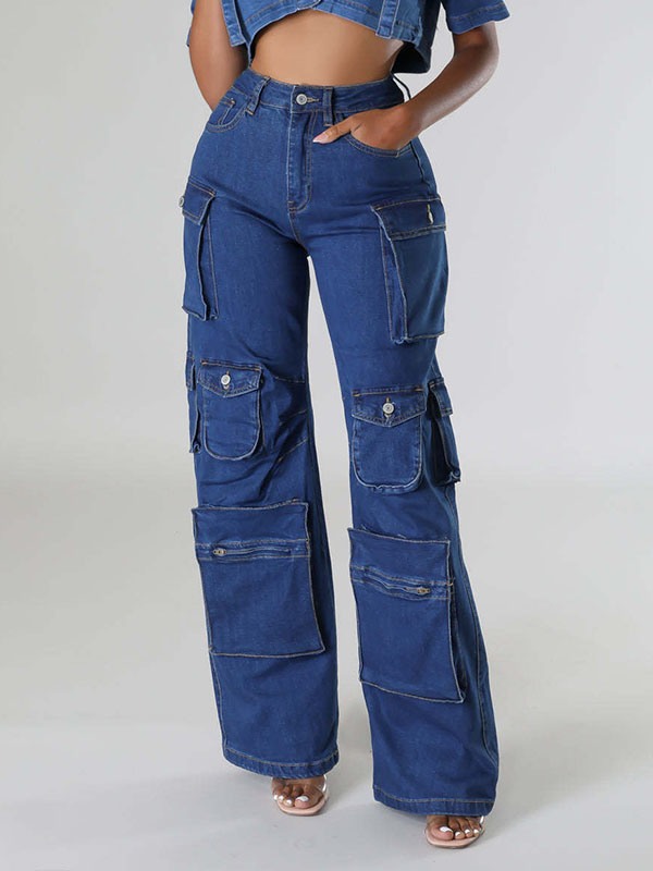 Wide-Leg Cargo Jeans