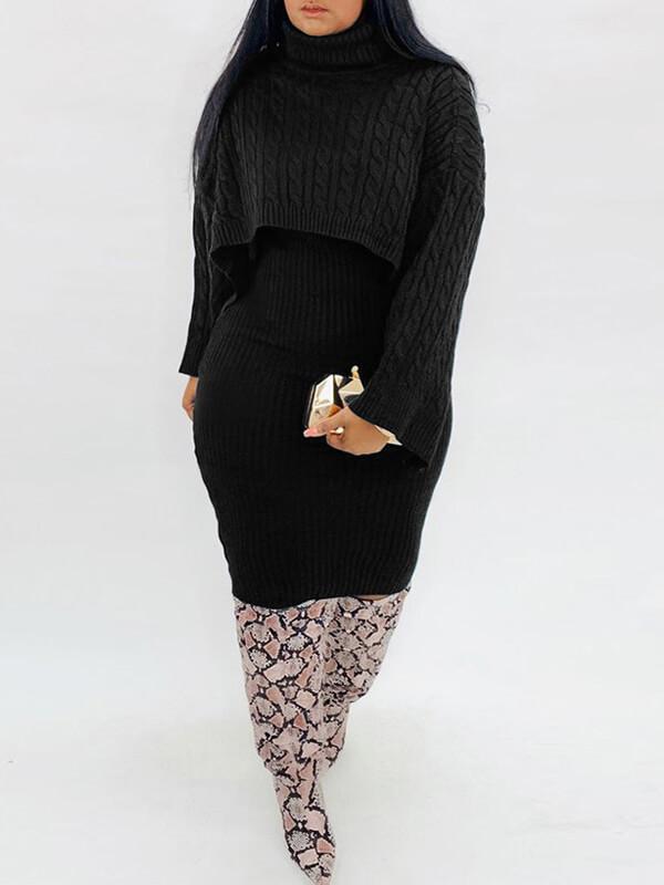 Knit Tank Dress & Sweater Cape Set